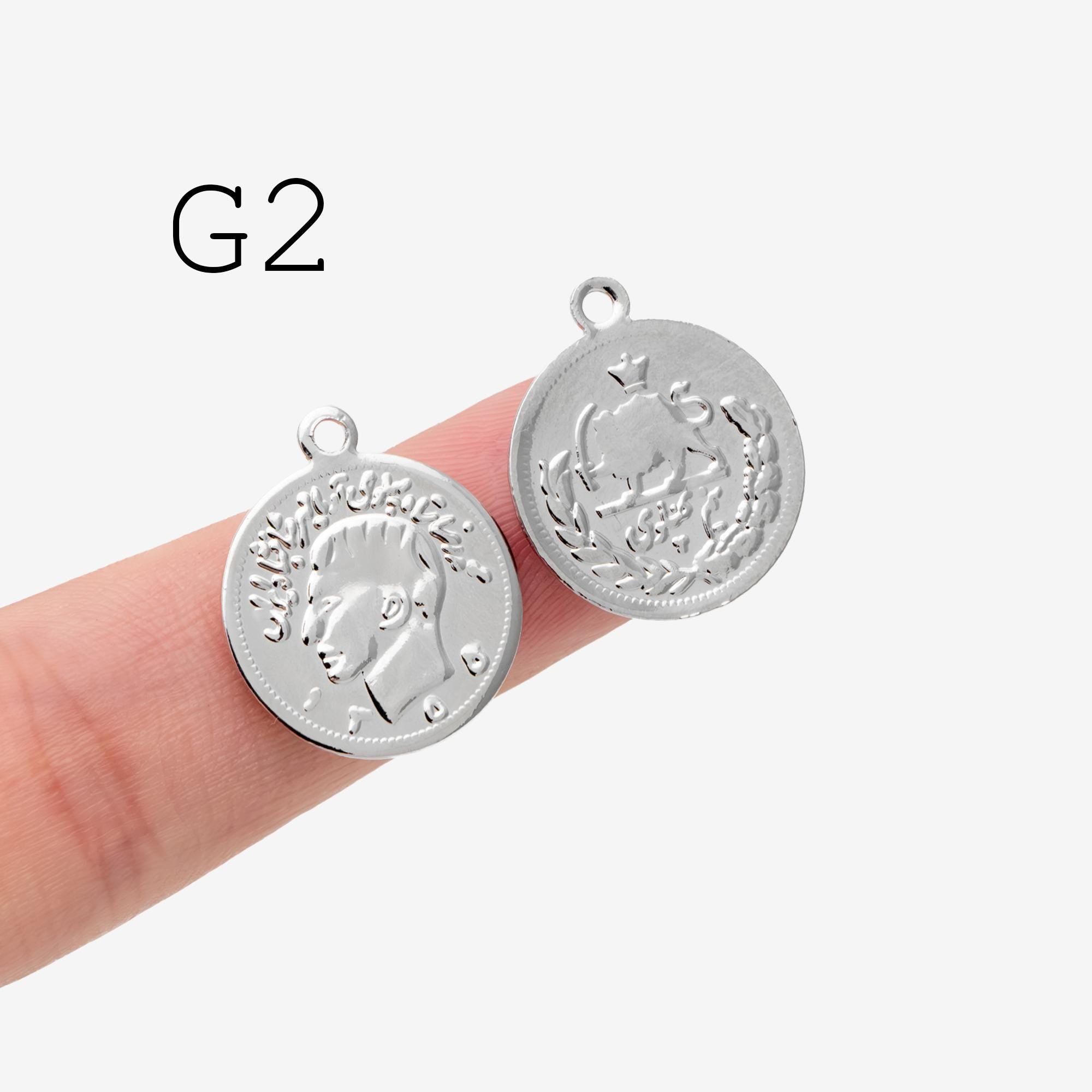 4pcs Gold Medallion Charm Pendant 17x14mm, Face Charm, Jewelry Supply (GB-1603)